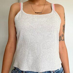 y2k 2000s Moda international grey ribbed basic tank top cami